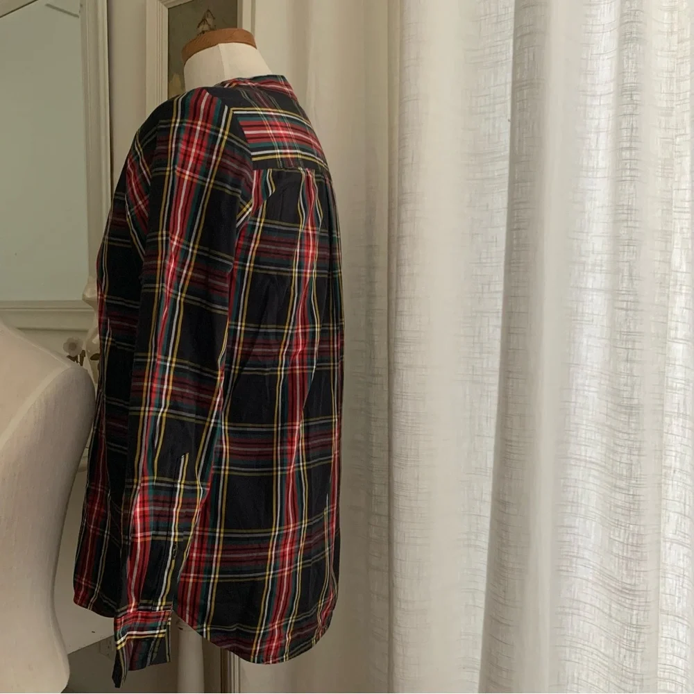 J Crew Tartan Plaid Jewel Blouse